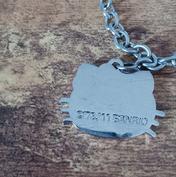 White Gold Plated Bow Tie Hello Kitty Pendant with Multi-Color CZ Necklace- Pink - Picture 6 of 6